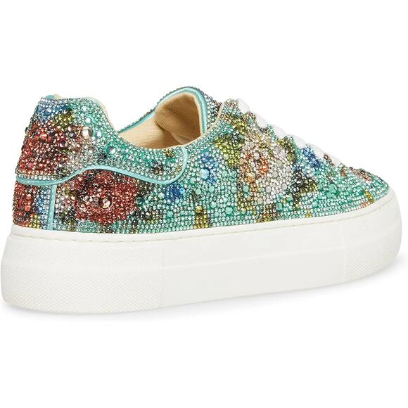 Betsey Johnson Sidny Floral Rhinestone Platform Sneakers Women’s 11 Bling - Picture 4 of 16